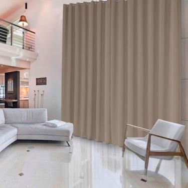 Imagem de Cortina Blackout, Blecaute, Tecido Corta Luz em 95%, Trama Dupla, Varão Simples, Quarto, Sala, Escritório. (Avelã, 400x280)