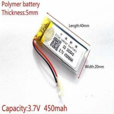 Imagem de (2pcs) Bateria 3,7v 450 Mah Pequena Gps Mp3 Mp4 Caneta Grava - bgb