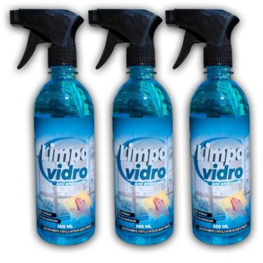 Imagem de Kit 3 Limpeza de Vidros de Janelas e Carros Remove Manchas de Gorduras