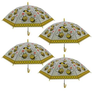 Imagem de kit 4 Guarda chuva infantil para menina e menino plastico com desenhos