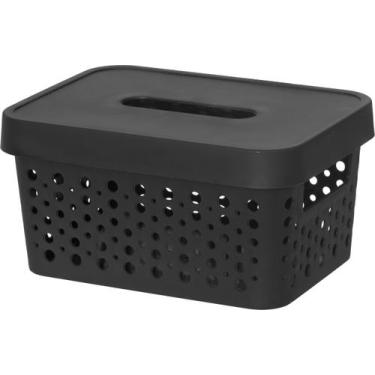 Imagem de Kit 3 Cestos Organizador  c/ Tampa Trama Rattan 2L Usual - Usual Utili