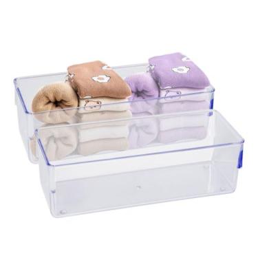 Imagem de Kit 2 Organizador De Gavetas Transparente Acrilico Meia Calcinha - Pla