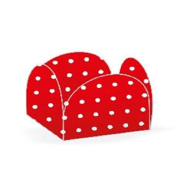Imagem de Forminhas para Doces 4 Pétalas Poá Poá Vermelha e Branco 50 unidades N