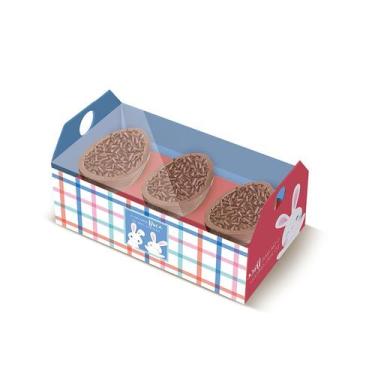 Imagem de Caixote para 3 Meios-ovos 50 g - Os Coelhinhos - 6 unidades  - Cromus 