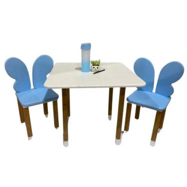 Imagem de Conjunto Mesa Mesinha C/2 Cadeira Infantil Borboleta - Móveis mjl, Azu