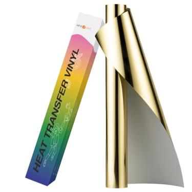 Imagem de HTVRONT Rolo de vinil HTV dourado metálico - Vinil de transferência de calor dourado de 30,5 cm x 2,4 m para camisetas, ferro dourado em vinil para todas as máquinas de corte - Fácil de usar para