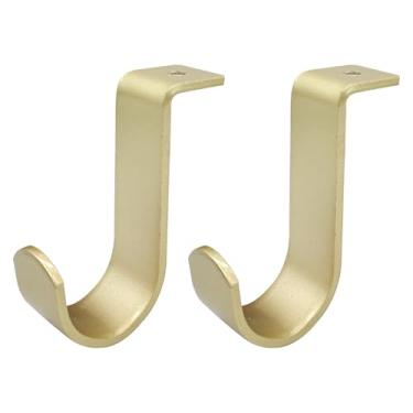 Imagem de Kowibcl Suportes de varão de cortina para montagem no teto, suporte de varão de cortina para haste de 2,5 cm de diâmetro, conjunto de 2, ouro