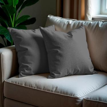 Imagem de Kit 2 Capas de Almofadas Boucle Cinza Escuro 45x45cm Cama inBox
