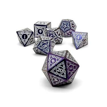 Imagem de Norse Foundry Sylvan Weaver Designed by Yaniir - Wisp Caller | Chalice Purple Polyhedral Dice Set with White Number Fill | Includes Windowed Tuckbox for Storage | RPG Dice for DND - Pack of 7
