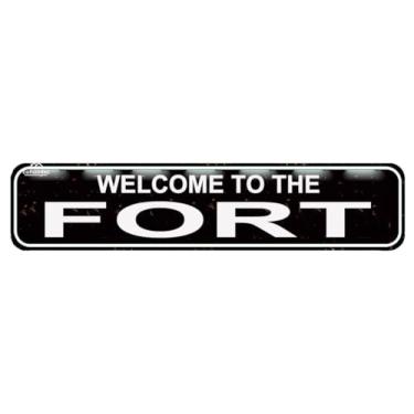 Imagem de Placa de identificação Welcome To The Fort, placa de metal rústico para uso interno ou externo, placa de nome de porta ou placa de nome para casa, pátio, jardim, bar, casa de fazenda, garagem