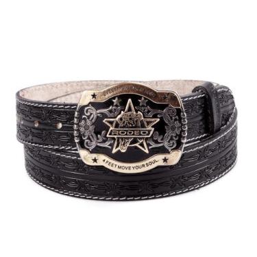 Imagem de Cinto Country Masculino Estampado Couro Fivela Rodeo - Pampas Country,