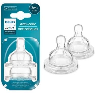 Imagem de Kit 2 Bicos De Mamadeira Avent Anti-cólica 3m - Scy763/02 - Philips Av