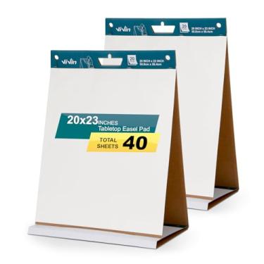 Imagem de ViVin Sticky Portable Tabletop Easel Pads, 20 x 23 Inches Chart Paper for Teachers, Large Self Stick Flip Chart Easel Paper for School Office Supplies, 20 Sheets/Pad, 2 Pads/Pack