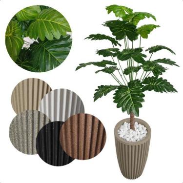 Imagem de Bananinha Artificial Folhas Verdes Grande Vaso Decoração - Flor de Men