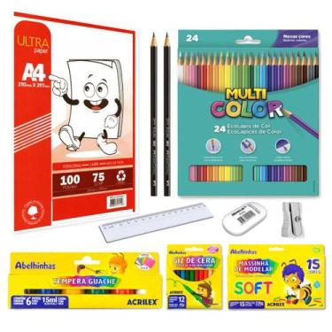 Imagem de Material escolar infantil para pintura e artes kit com 10 peças - Acri