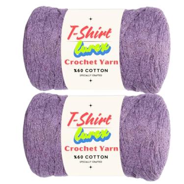 Imagem de Art of Yarn Camiseta Lurex% 60% Algodão para Crochê, Tricô, Tecido Metálico Brilhante Grosso, Camiseta Iniciante 500 g, Porta-copos 240 metros Bolsas Perfeitas, Cestas, Decoração de Casa Pacote com 2