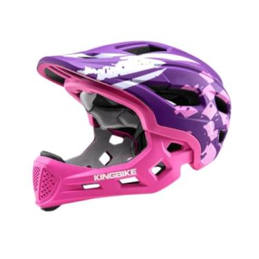 Imagem de Dynwave Capacete de bicicleta infantil Capacete de bicicleta Ventilação prática Rosto inteiro para crianças para patinação Equilíbrio Acessórios de ciclismo, Roxo Rosa