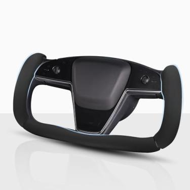 Imagem de Capa de volante para volante Tesla Yoke, capa de volante de carro para Tesla Model S 2021-2023 / Model X 2021-2023 Acessórios de volante preta