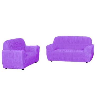 Imagem de Kit 3 e 2 lugares Capa de Sofá Liso em Malha Gel Elásticada Para Sala 