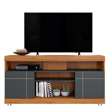 Imagem de Rack Bancada Yara Noce Milano-preto Fosco Para Até 47? - Colibri Noce Milano-preto Fosco