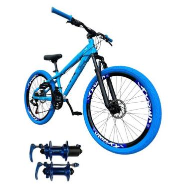 Imagem de Bicicleta 26 Gta Rebel Freeride Cor Azul 24v Cubo Barulhento k7 Freio 