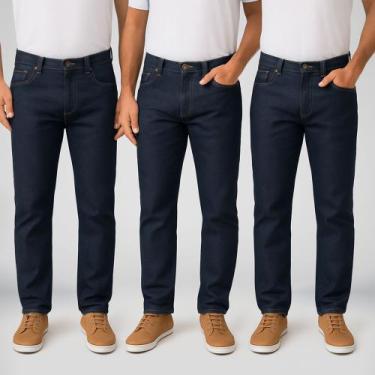 Imagem de Kit C/ 03 Calças Jeans Serviço Básica Algodão - Multiatak, Azul, 46