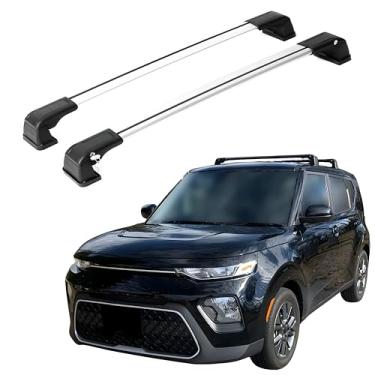 Imagem de ERKUL Barras transversais de rack de teto para Kia Soul 2020-2024 | Barras transversais de alumínio com trava antirroubo para telhado, transportador de carga, bagagem, caiaque, canoa, snowboard,