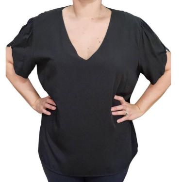 Imagem de Blusa Feminina Manga Aberta Botão Plus Size-Feminino
