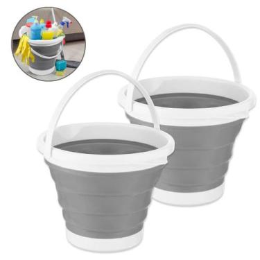 Imagem de Kit 2 Balde Dobrável Retrátil 10 Litros Silicone Compacto - Kit 2 Bald