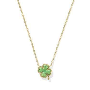 Imagem de Kendra Scott Colar feminino com pingente curto de trevo dourado, verde-limão, magnésia, tamanho único, One Size, Latão, Sem Pedra Preciosa