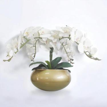 Imagem de Arranjo de Mesa 4 flores de orquídea branca vaso terrário - La Caza St