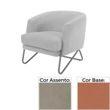 Imagem de Poltrona MH-3788 Herval Base Metal Laca Fosca Cobre Metalizado Assento