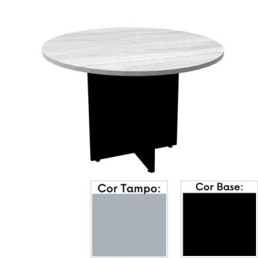 Imagem de Mesa de Reunião Redonda 110 x 110 cm Pé Painel PE25 em MDP Cinza com B