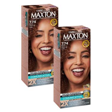 Imagem de Kit 2 Tintura Maxton Creme Ruivo Doce De Leite 7.74