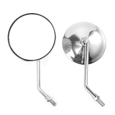 Imagem de APEBAZY Espelho retrovisor de motocicleta, retro, clássico, redondo, guidão, retro, retro, retro, com parafusos de 8 mm, 10 mm e eixos de metal para quadriciclo, scooter, Dirt Bike Cruiser