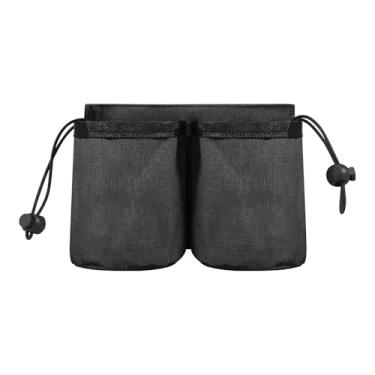 Imagem de Sacos para copo de viagem com cordão, alças de rolagem duradouras, recipiente de bebidas para bebidas, bebidas, canecas de café, acessórios essenciais para comissária de bordo (preto)