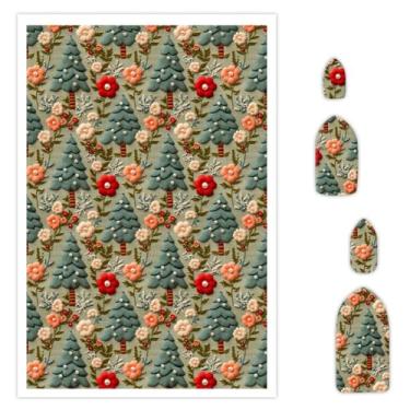 Imagem de Briartw 10 folhas de papel de transferência de argila de polímero - árvore de Natal e bordado floral - por folha 14,8 x 10 cm - Folhas de transferência solúveis em água adesivos descartáveis para
