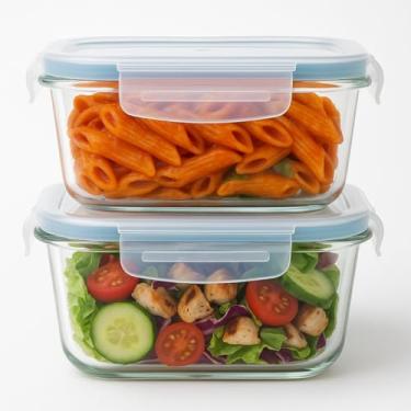 Imagem de Kit 2 Pote Vidro Hermético Quadrado com Tampa 800ML - Armazenamento Seguro e Conservação de Alimentos - Organizador para Cozinha e Produtos Secos