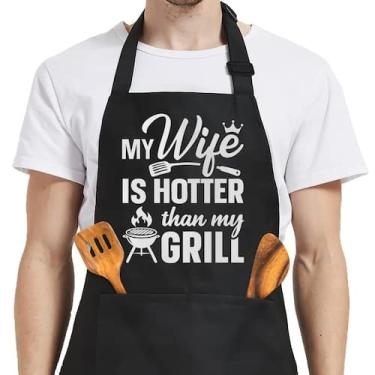 Imagem de Avental masculino SANDJEST com bolsos para churrasco e churrasco, cozi