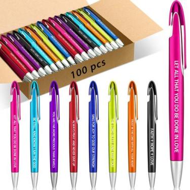 Imagem de Canetas retráteis Lincia para versículos bíblicos, 14,5 cm, tinta pret