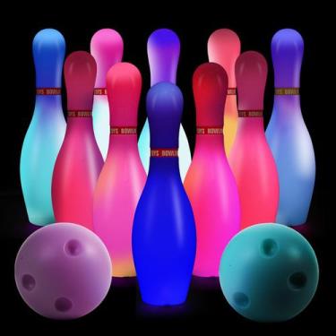 Imagem de Brinquedo infantil Zloveleexr Light Up Bowling Set Glow in Dark