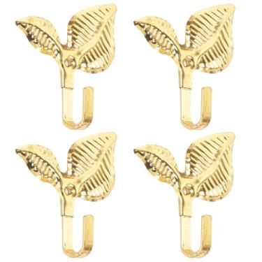Imagem de Ganchos de parede de folha dourada de ferro, gancho decorativo para pendurar na parede para pendurar casaco, toalhas, roupas, chapéus, bolsas, chaves (ouro, pacote com 4)