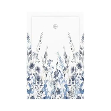 Imagem de Nadoabtm Placa de cobertura de interruptor de luz azul claro folhas aquarela planta com floral 1 gangue sem dispositivo placas de parede elétricas em branco placa frontal placa decorativa para