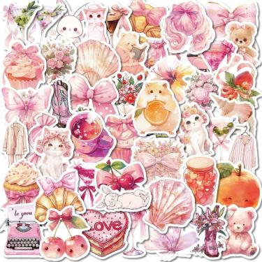 Imagem de Pacote de adesivos Generic Pink Aesthetic Cute Bear Bunny Cat Bow