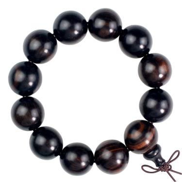 Imagem de Pulseira de miçangas preta Dalbergia Nigra 20mm para homens feita à mão