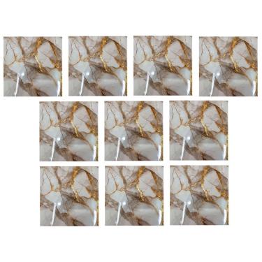 Imagem de Placa Adesiva Marmore 3D Kit 10 uni Papel de Parede Autocolante Obra Reforma Cozinha Casa Ambiente Moderno Decoraçao