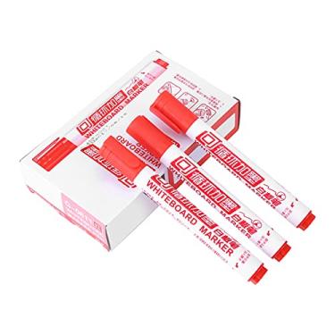 Imagem de Canetas marcadoras de quadro branco apagáveis ​​orientais não tóxicas Conjunto de 10 peças de caneta de fibra sintética de alta precisão Escrita suave para escritório escolar Sala (Vermelha)