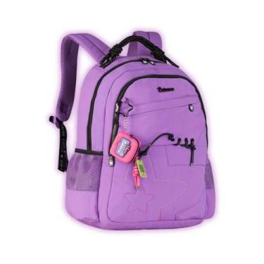 Imagem de Mochila Luluca Costas Escolar Juvenil Viagem Meninas Lilás