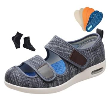 Imagem de Calçado Masculino Ortopédico Ajustável De Malha Oca Respirável Para Edema Diabético, Calçado Confortável E Extra Largo Cirurgia Recuperação De Edemas E Artrite, Para Idosos, Inchados(Dark Gray,44 EU)