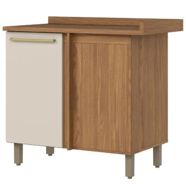 Imagem de Balcao Canto Reto Tampo 1 Porta 84 Cm Requinte Henn Nature Areia